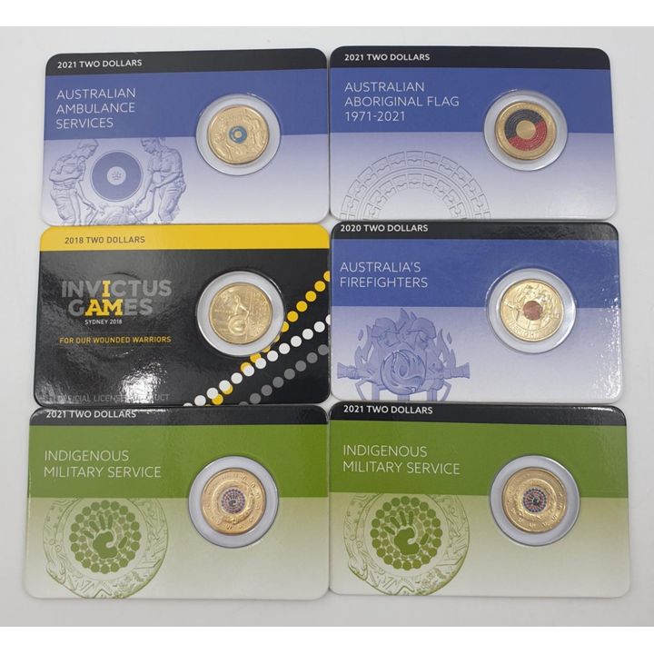 Unc. $2 Carded Coins (x6)