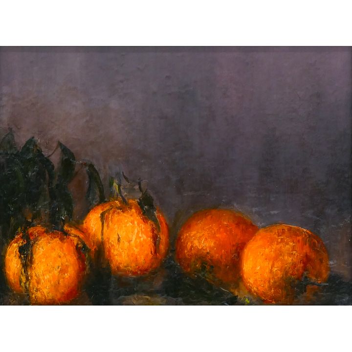 Molly Vidor ''Oranges'' 2001 Oil on Linen Bronze Framing 15''x19''