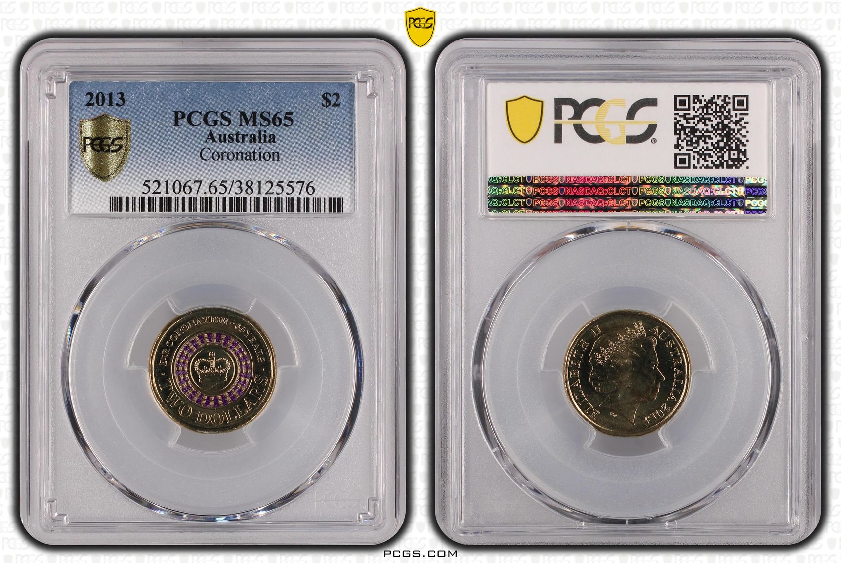 Coronation Colourised, Two Dollar, 2013, PCGS MS65