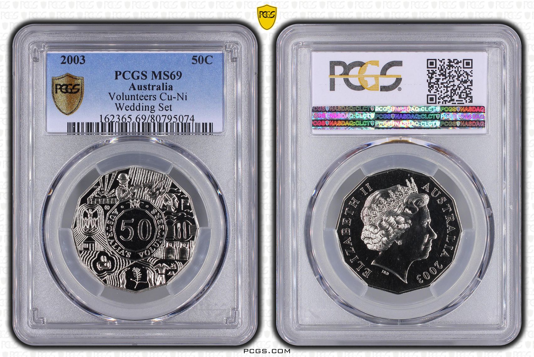 Elizabeth II, Volunteers Cu-Ni, Fifty Cent, 2003, PCGS MS69