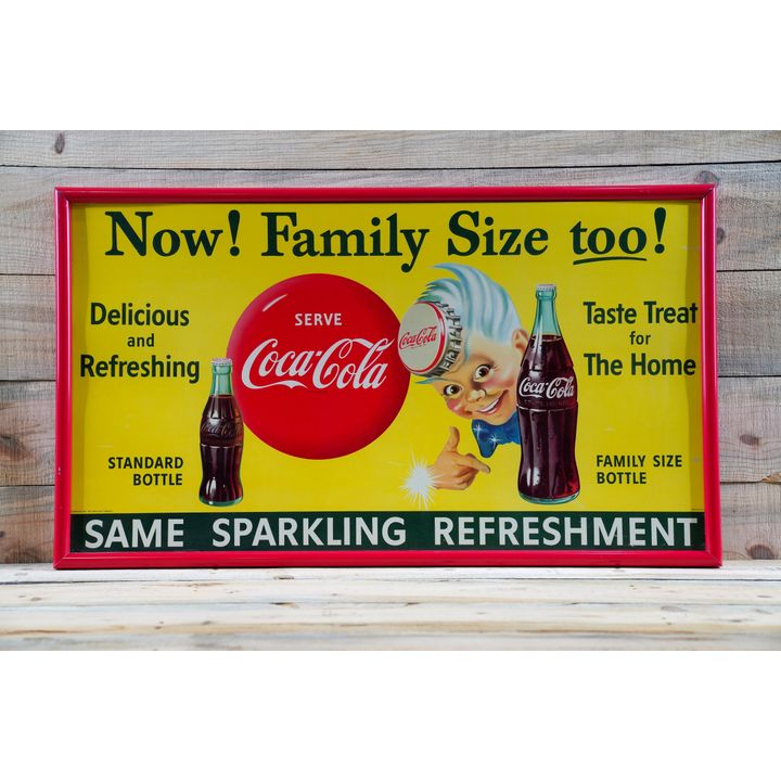 Coca-Cola Now! Family Size Too! Framed  Sign