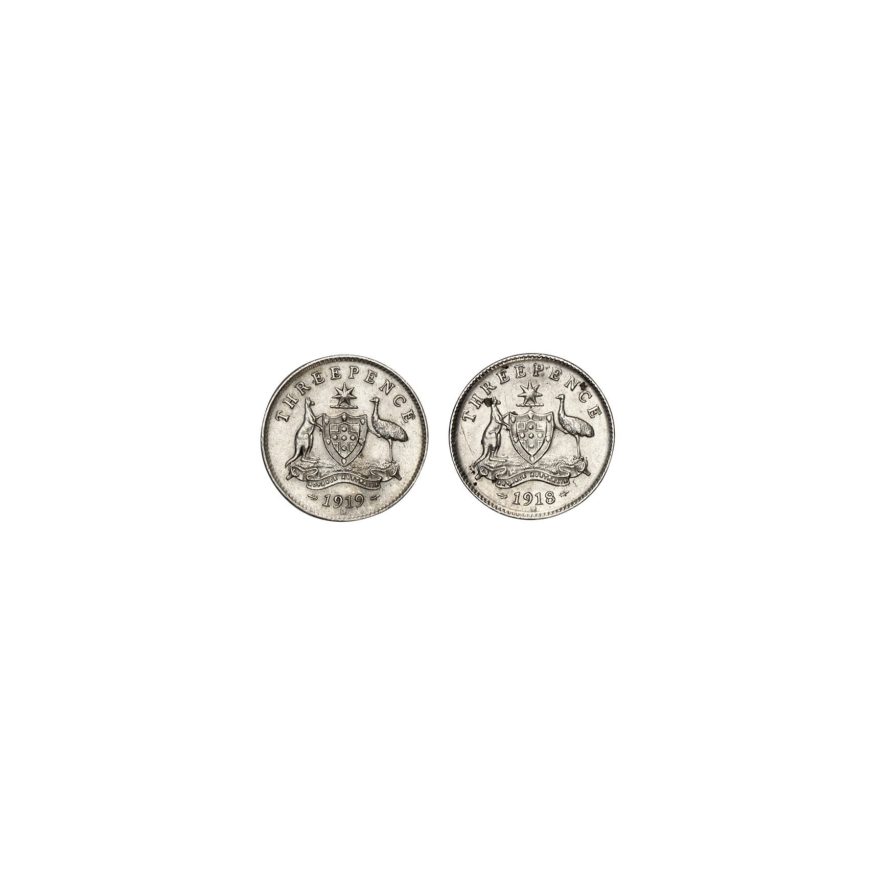 Pair, George V, Threepence, 1918-M, nEF