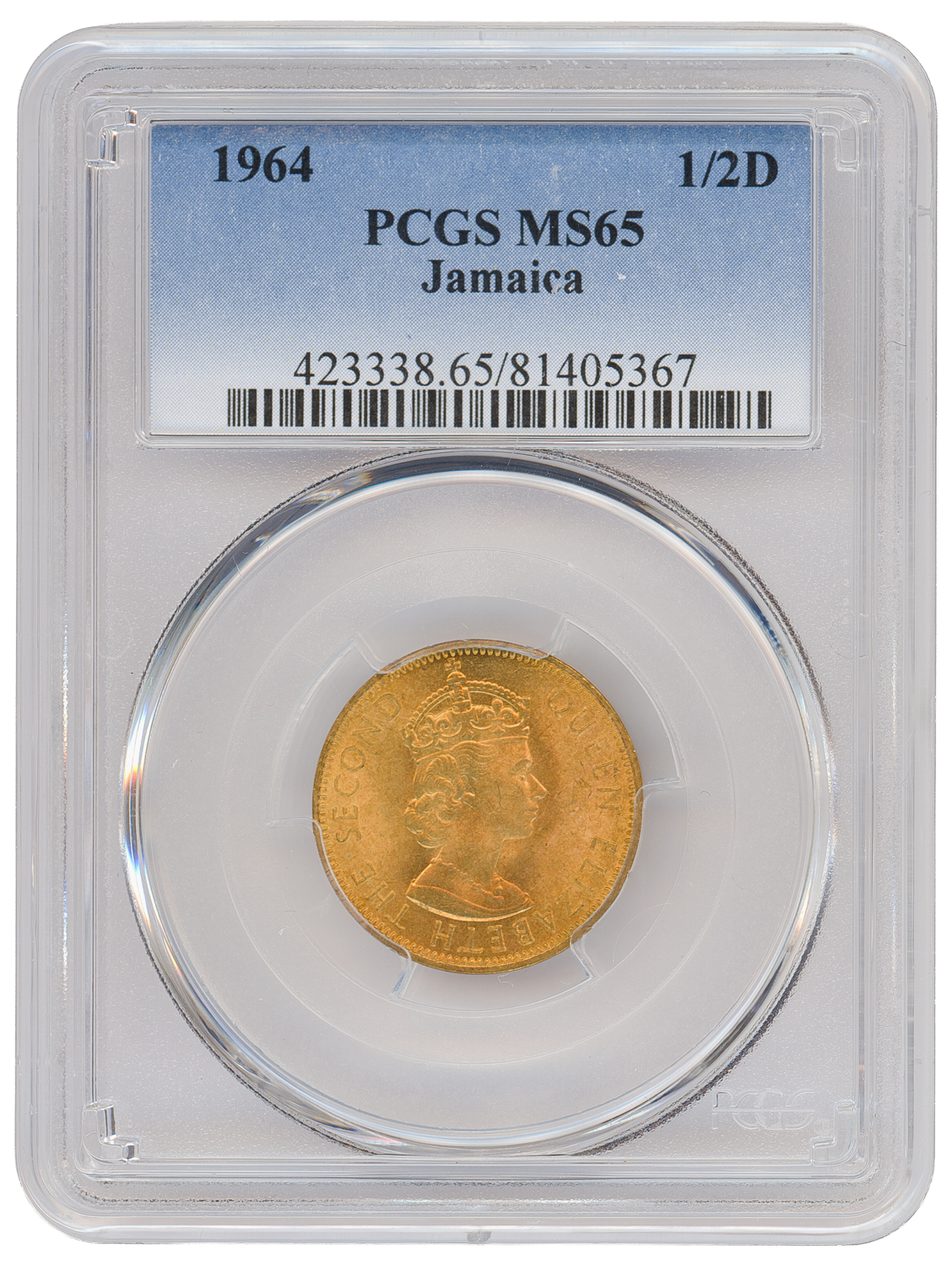Jamaica, Halfpenny, 1964, PCGS MS65