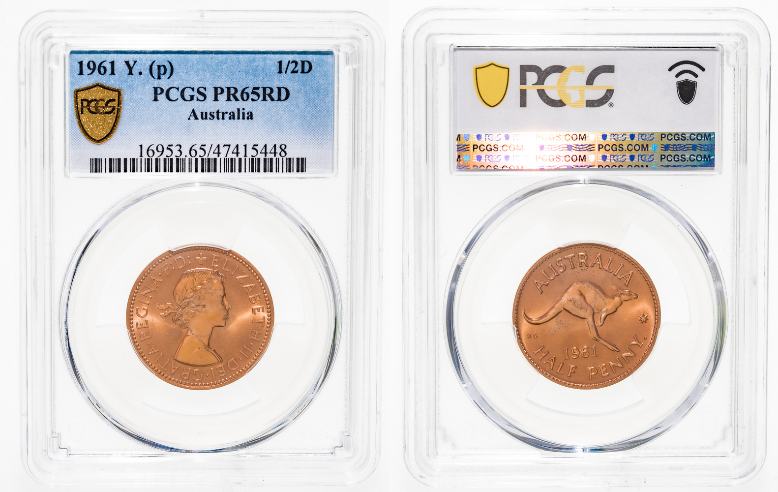 Elizabeth II, Halfpenny, 1961 Y., PR 65RD
