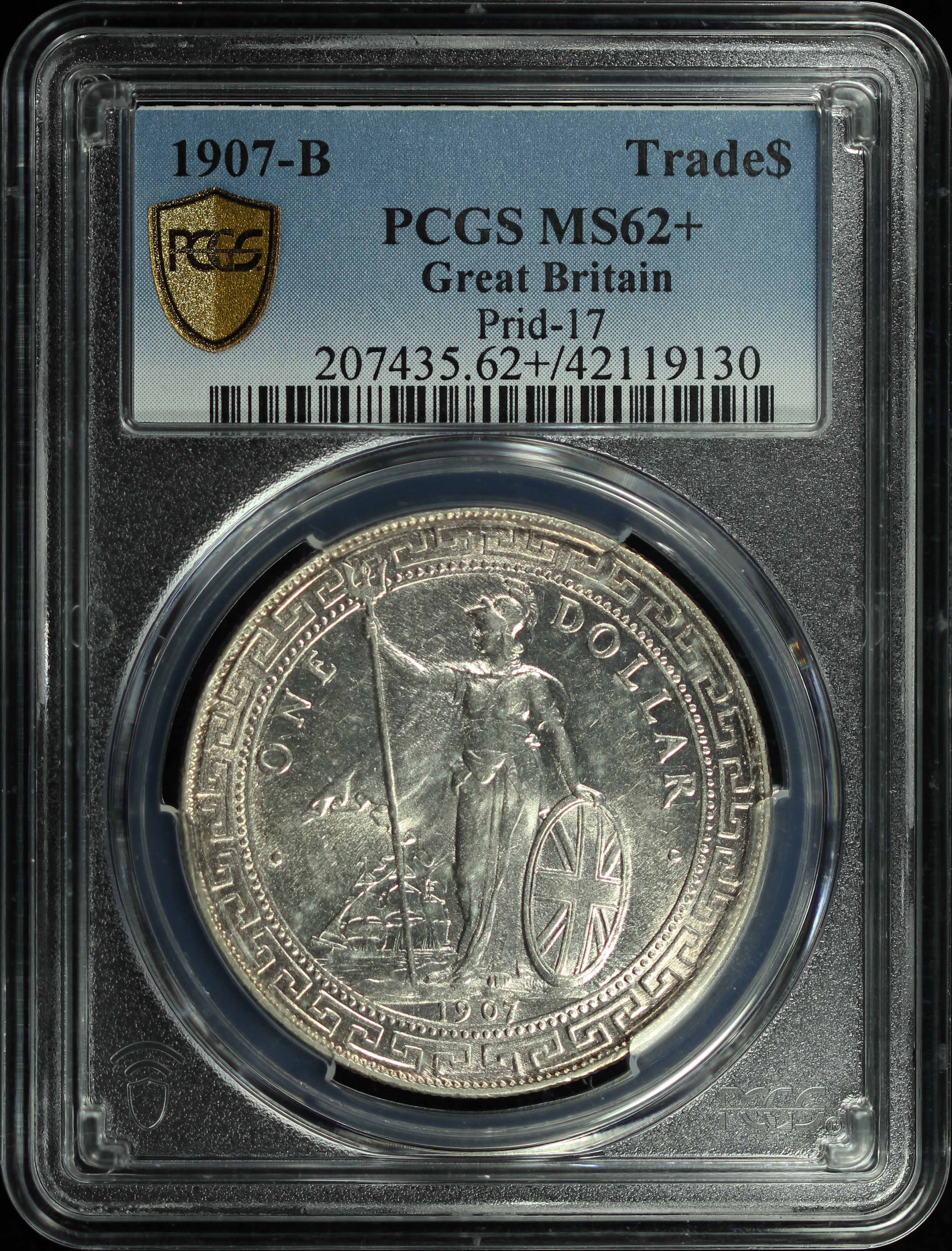 Great Britain, 1907B, Trade Dollar, PCGS MS62+. | Unique World
