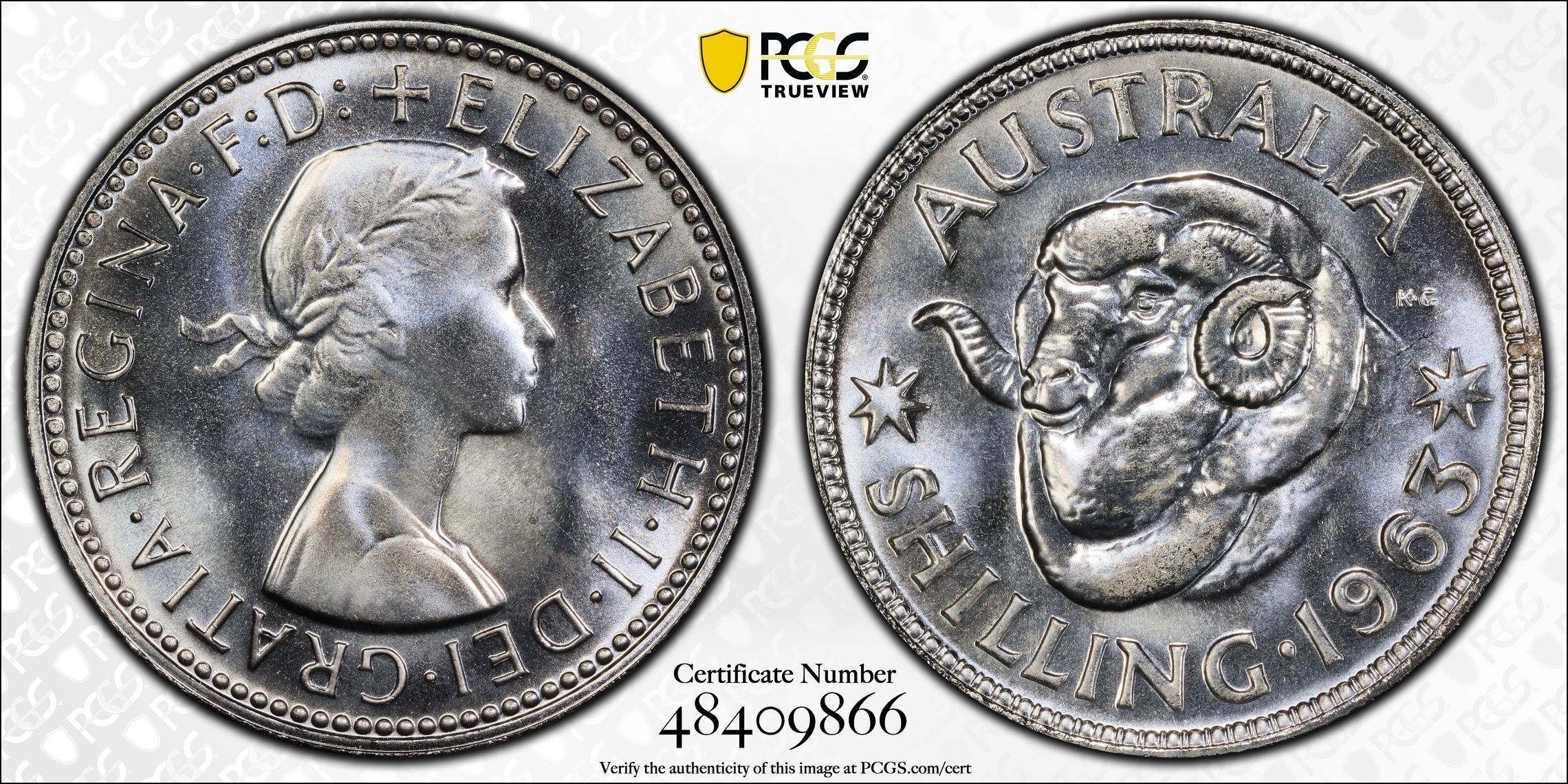 Elizabeth II, Shilling, 1963(m), PCGS PR67