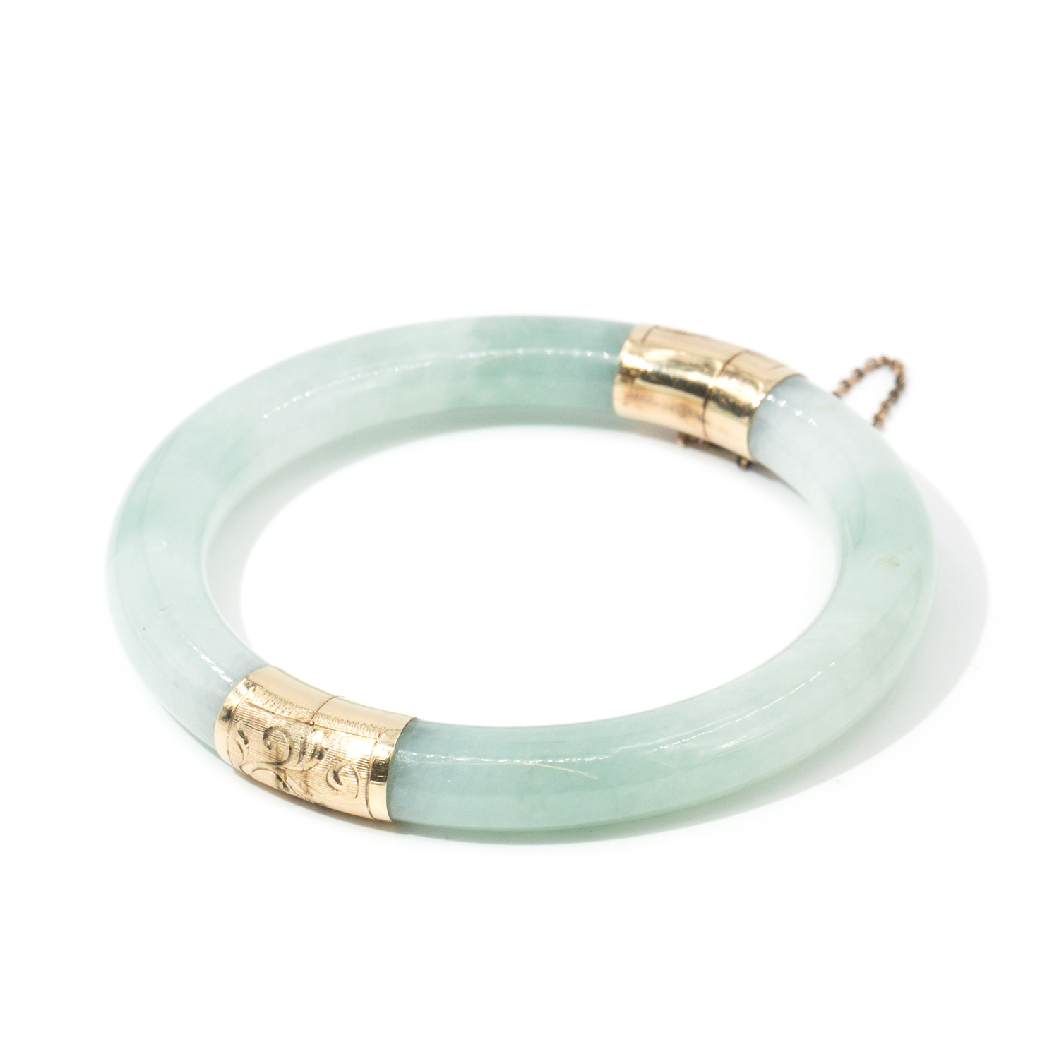 182 · 14ct Gold Jade Bangle