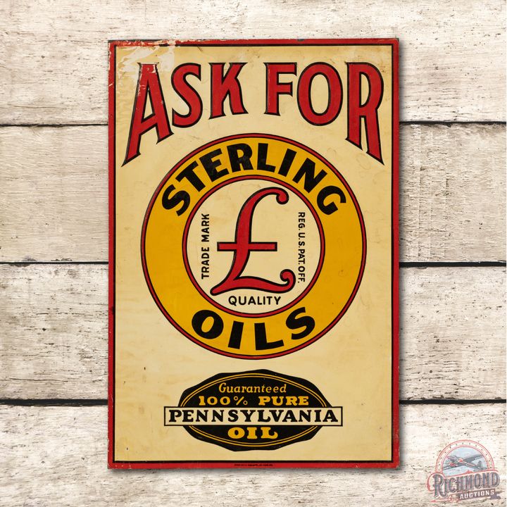 Ask For Sterling Oils Embossed Tin Sign
