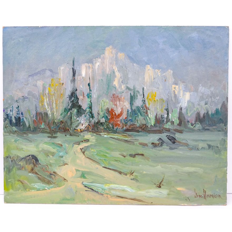 Gene Amondson ''Abstract Mountains & Trees'' Oil on Masonite