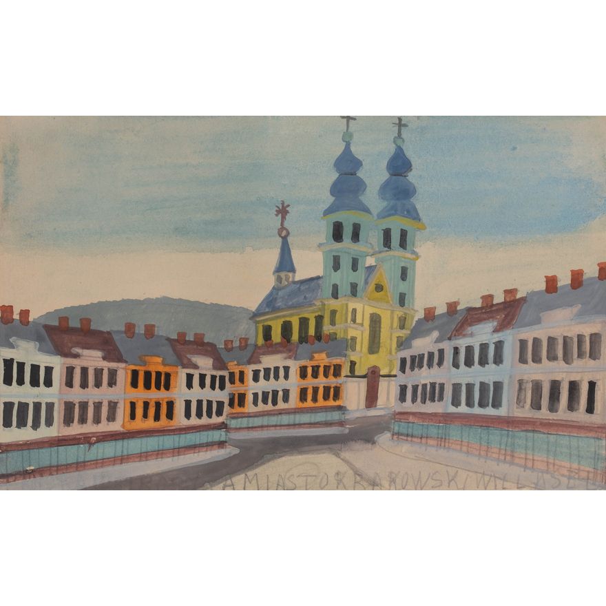 Nikifor Krynicki | Pejzaż miejski, ok. 1965 r.