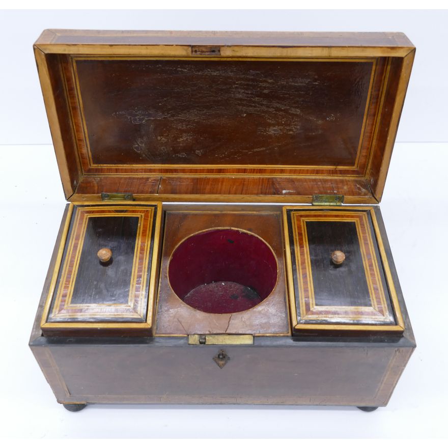 Antique English Inlaid Wood Humidor- 6x12''