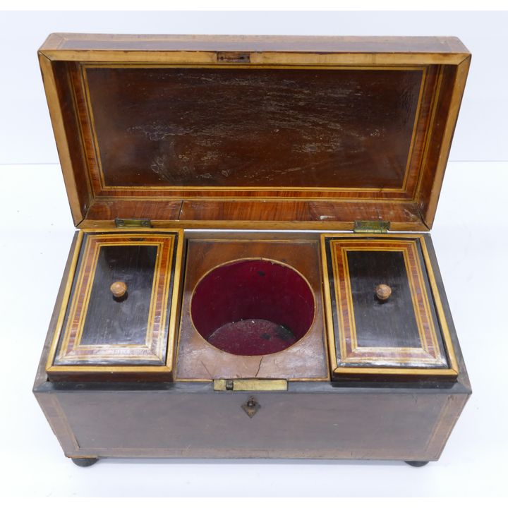Antique English Inlaid Wood Humidor- 6x12''