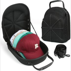 HARD BASEBALL HAT CASE, HAT CARRIER TRAVEL CASE WITH ADJUSTABLE SHOULDER STRAP, HAT CAP CASE FOR 6 BASEBALL CAPS - PERFECT FOR TRA