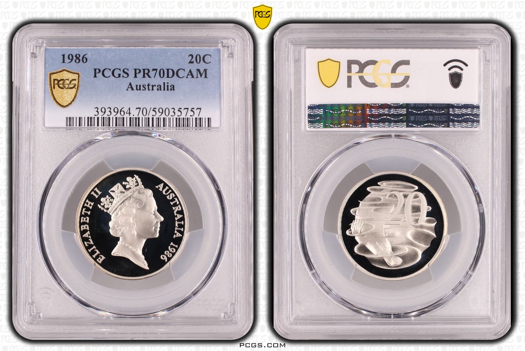 Twenty Cent, 1986, PCGS PR70DCAM