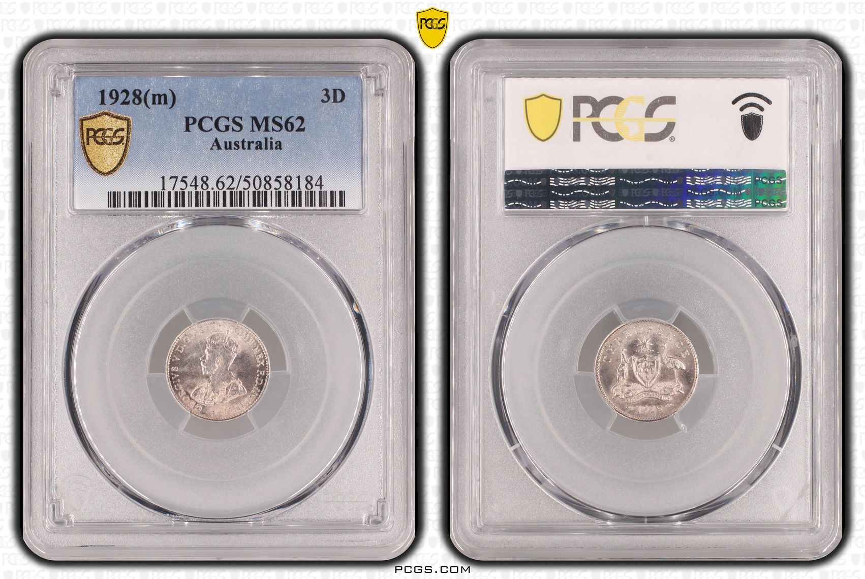 George V, Threepence, 1928, PCGS MS62