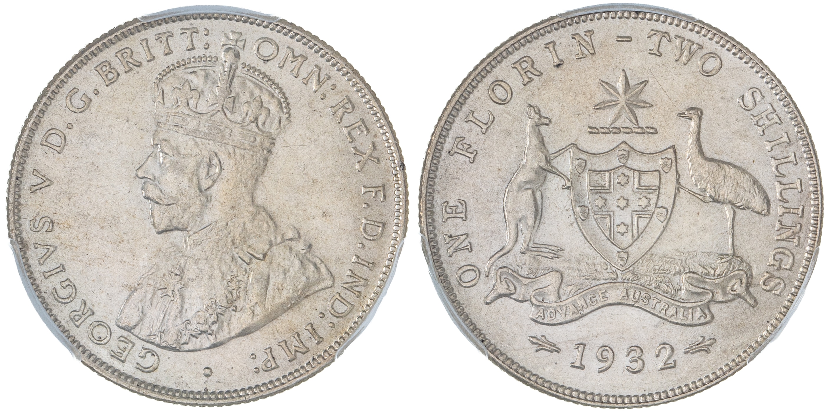 George V, Florin, 1932, PCGS MS61