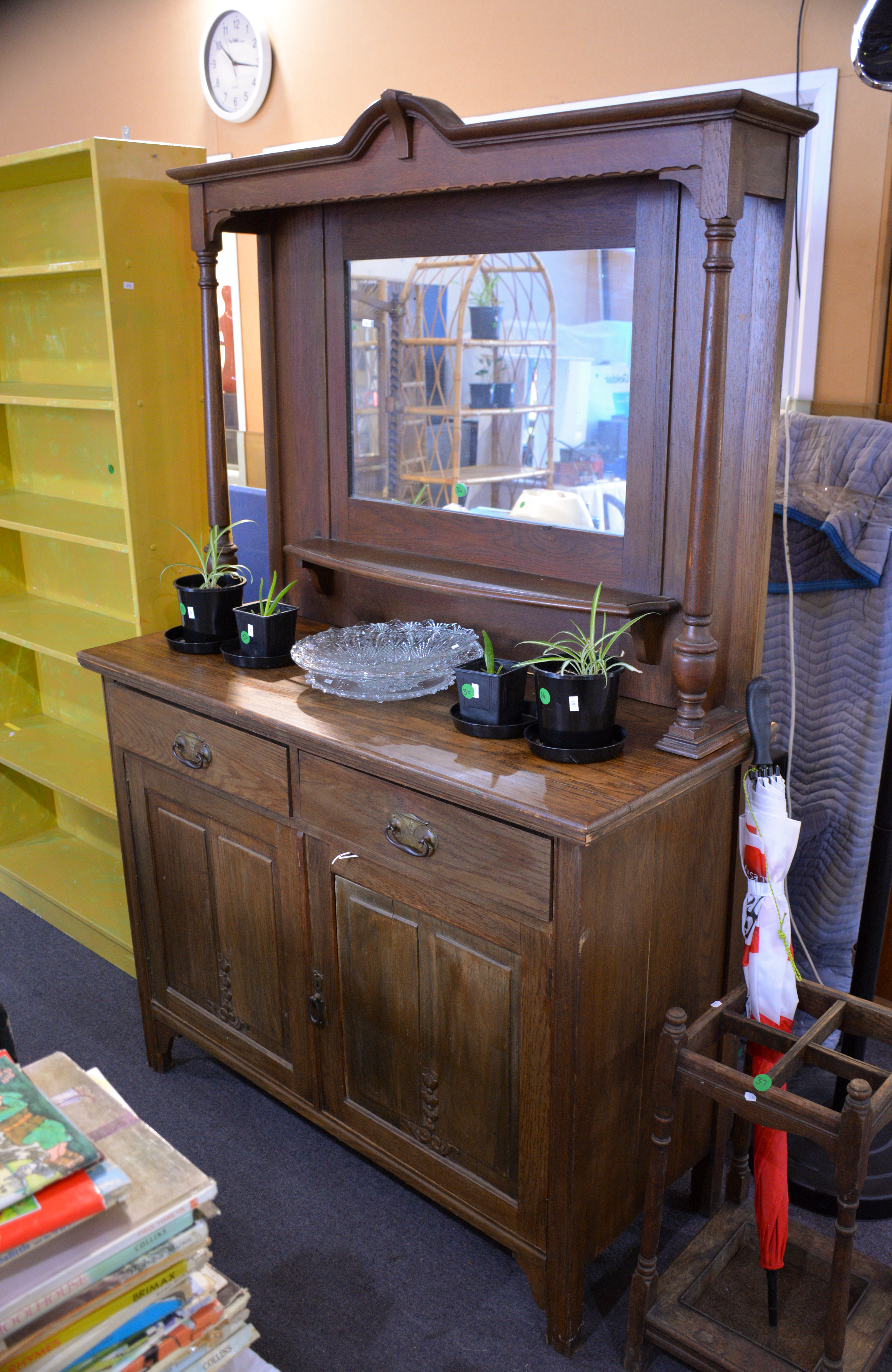 Antique Oak Mirror-Back Sideboard — sold at auction in New Zealand for $80