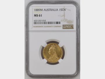 1889 VICTORIA MELBOURNE MINT SOVEREIGN MS61