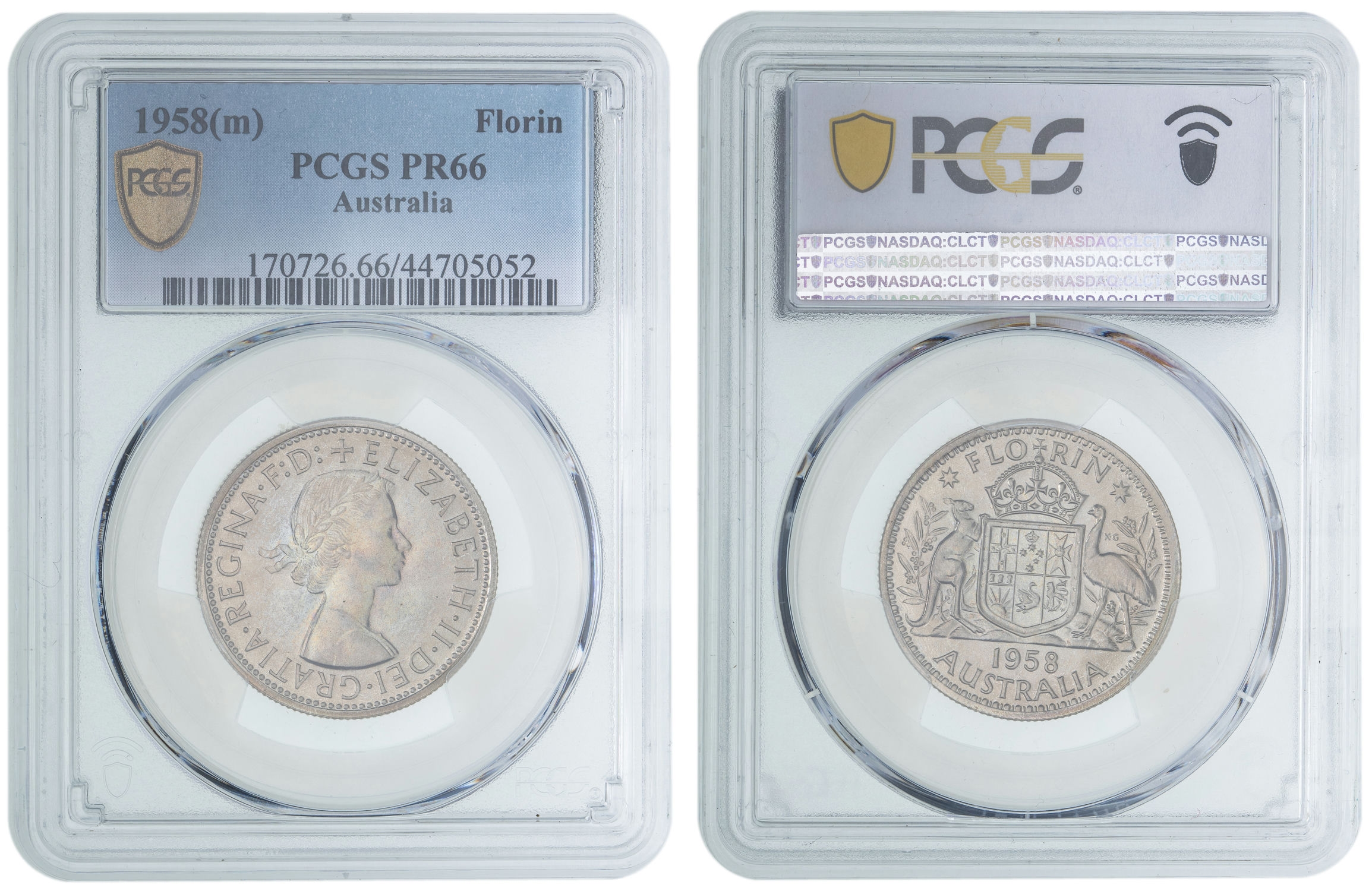 Elizabeth II, Florin, 1958, PCGS PR66
