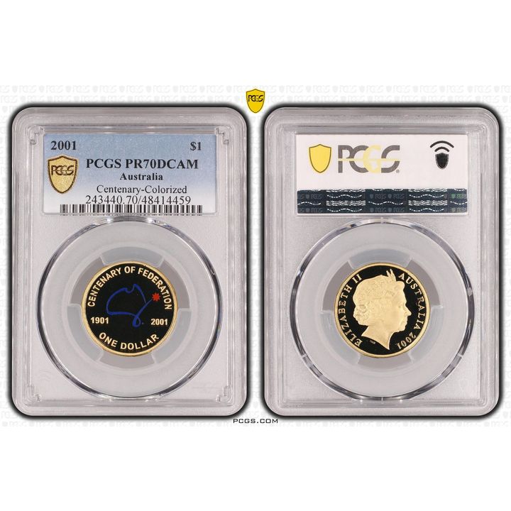 Elizabeth II, Centenary-Colorized, One Dollar, 2001, PCGS PR70DCAM