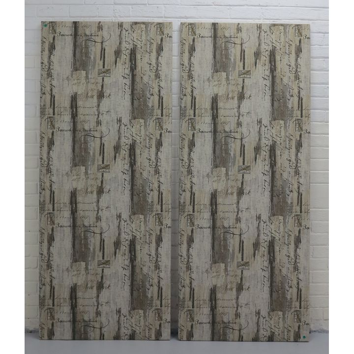 PAIR OF FABRIC PANELS ON BOARD