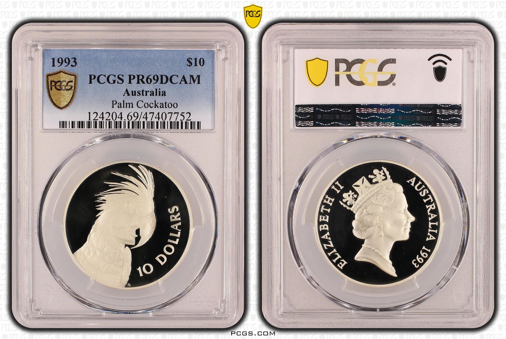 Elizabeth II, Palm Cockatoo , Ten Dollar, 1993, PCGS PR69DCAM