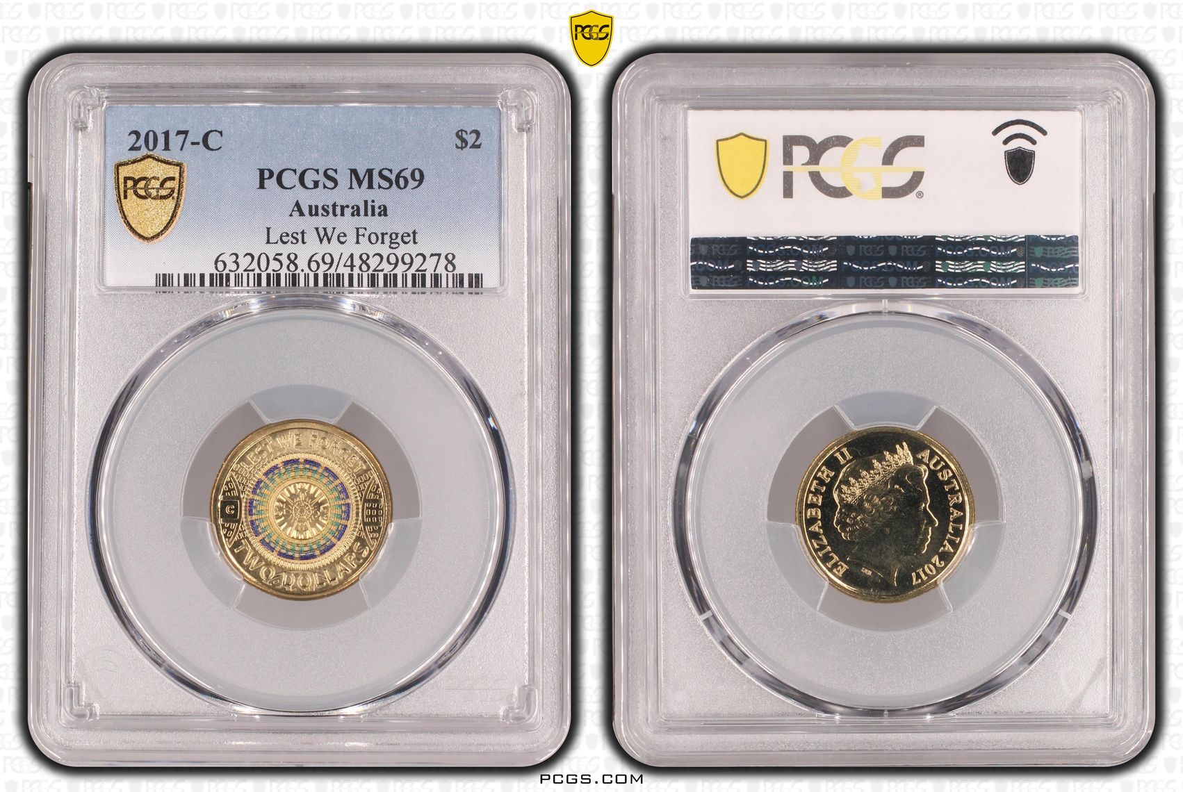 Lest We Forget Colorized, Two Dollar, 2017-C, PCGS MS69