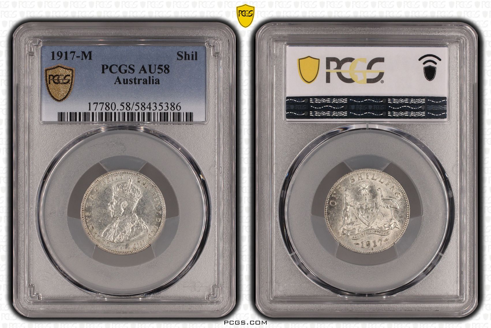 Shilling, 1917-M, PCGS AU58