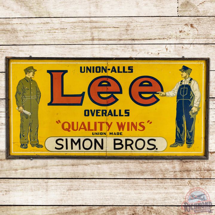 Lee Union Overalls "Quality Wins" SST Wood Framed Sign
