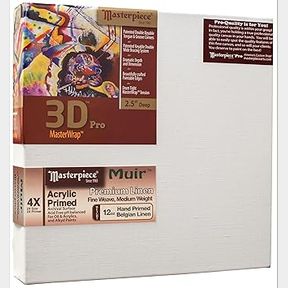 Masterpiece 3D Pro 2.5" Derin Muir Belçika Keten 340 ml Akrilik Astarlı Gerilmiş Sanatçı Tuval, Beyaz