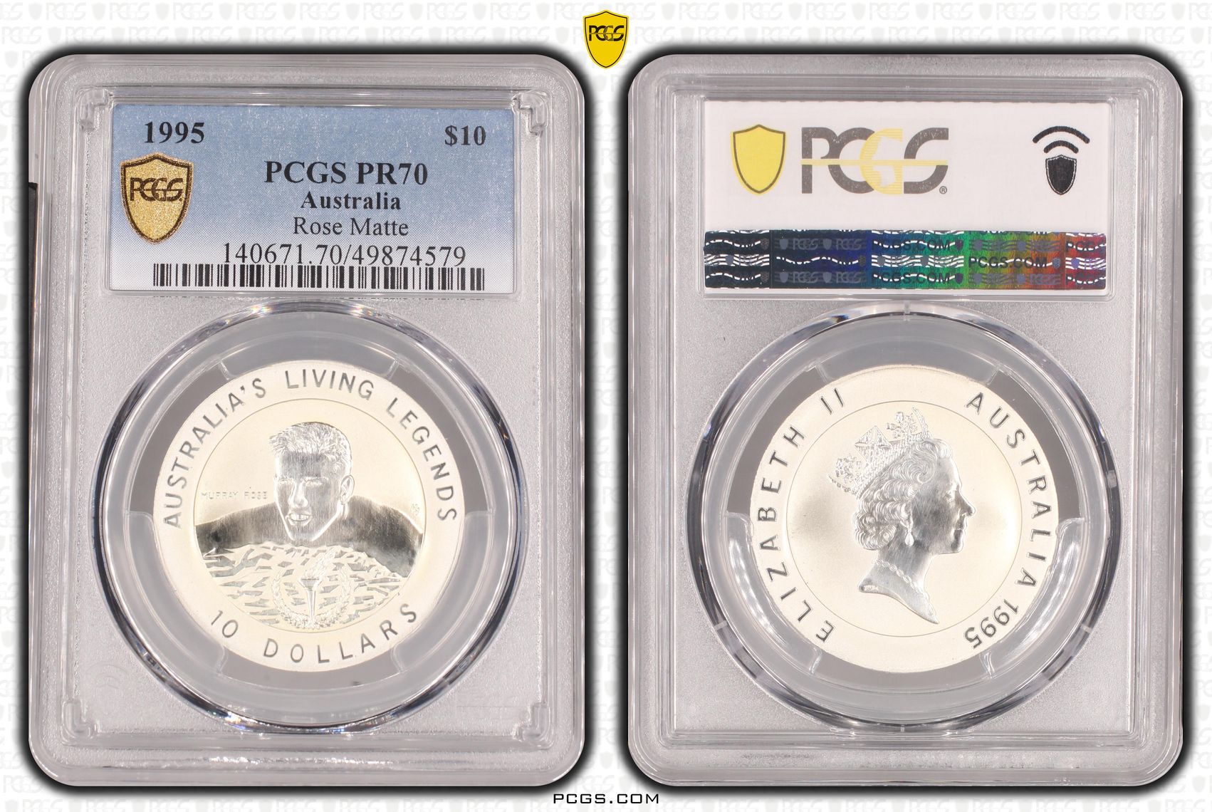 Rose Matte, POP 8/0, Ten Dollars, 1995, PCGS PR70