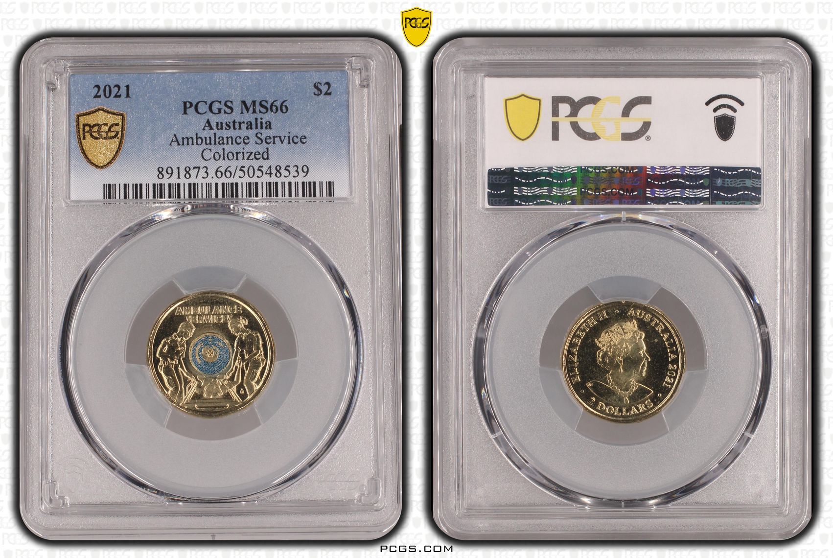Ambulance Service - Colorized, Two Dollar, 2021, PCGS MS66