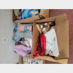 2 Large boxes of Valentine cards, art and crafts, and sewing