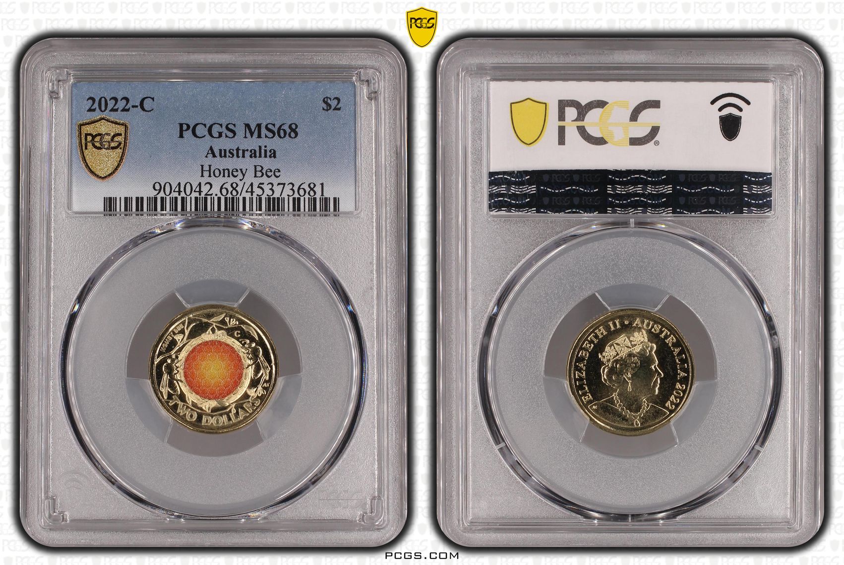 Elizabeth II, Honey Bee Colorized, Two Dollar, 2022-C, PCGS MS68