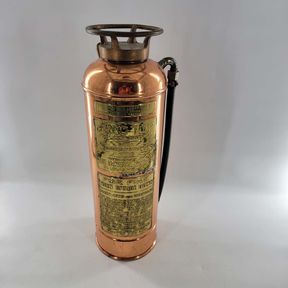 Antique Red Top Copper & Brass Fire Extinguisher