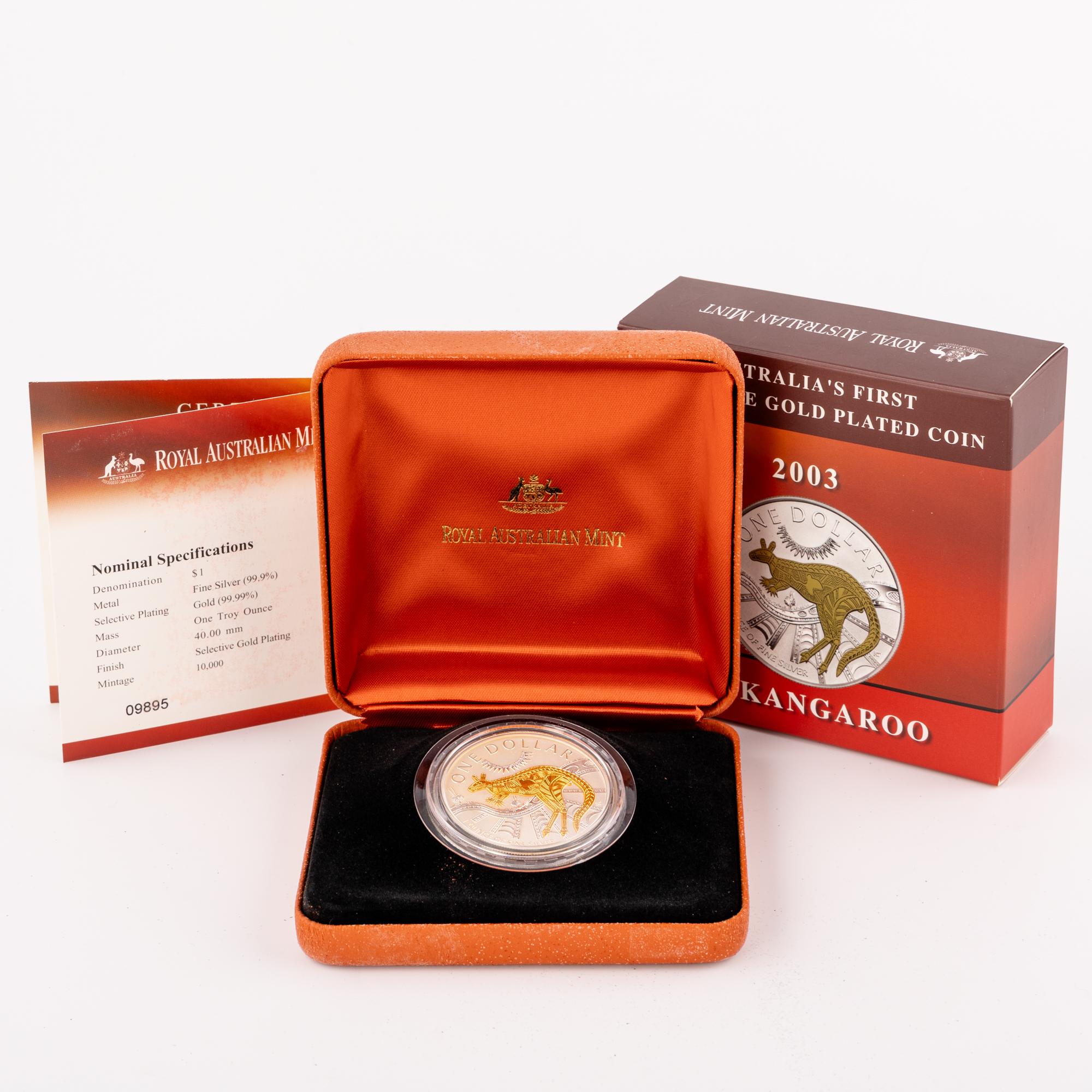 Elizabeth II, Australia's First Selective Gold Plated Coin, One Dollar, 2003, UNC