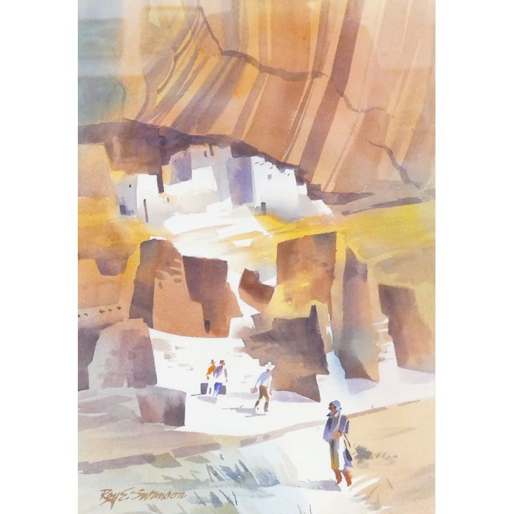 Ray Swanson ''Dechelly Ruins'' Watercolor on Paper Framed 26''x20''