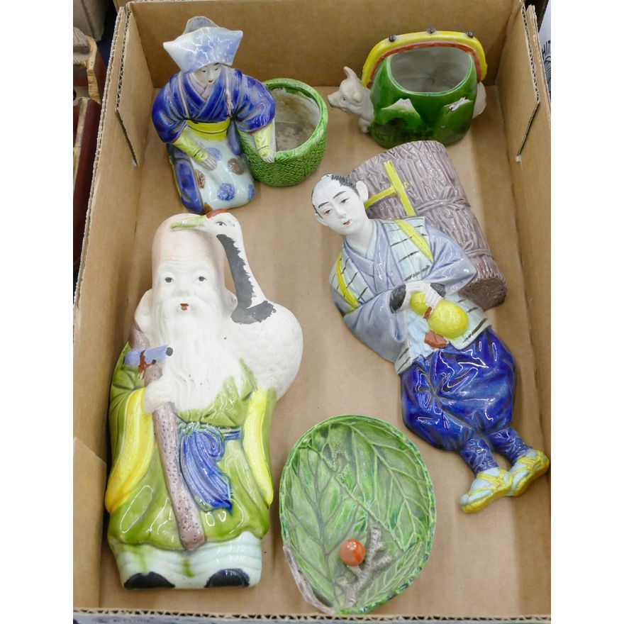 Box Japanese Seto Figural Wall Pockets etc.