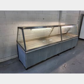 Coolrite mobile servery seafood display chiller with Perspex sliding doors