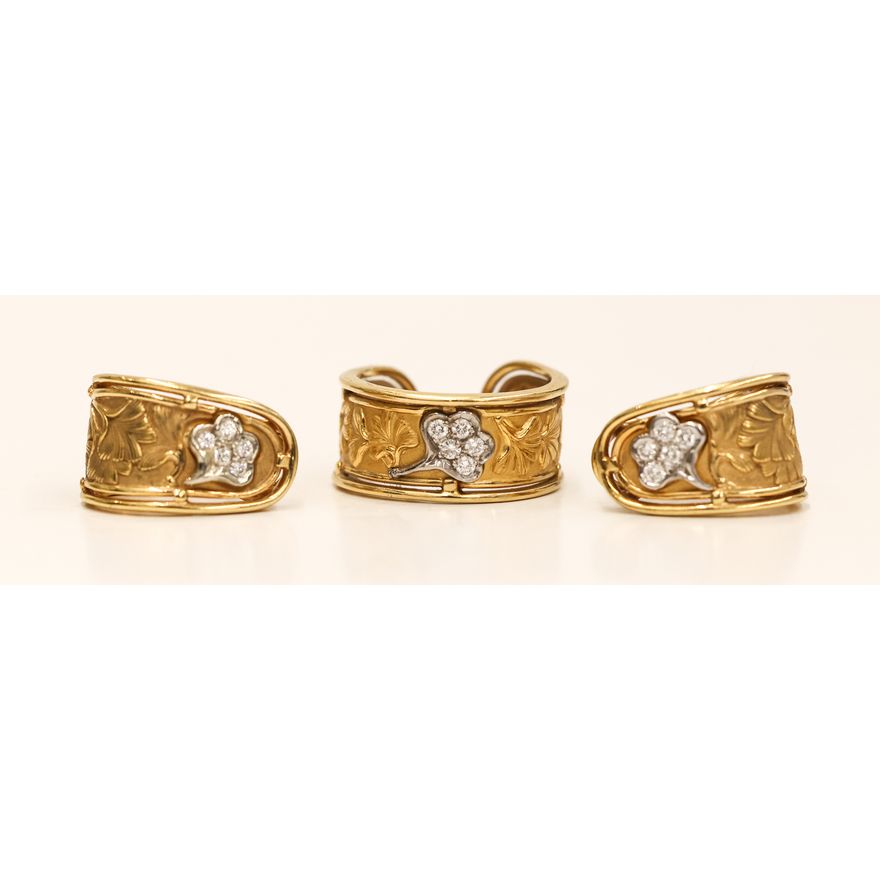 Carrera y Carrera 18k Gingko Leaf Ring & Earring Set