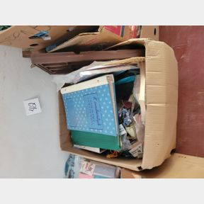 Large box of arts, crafts, material, and other items