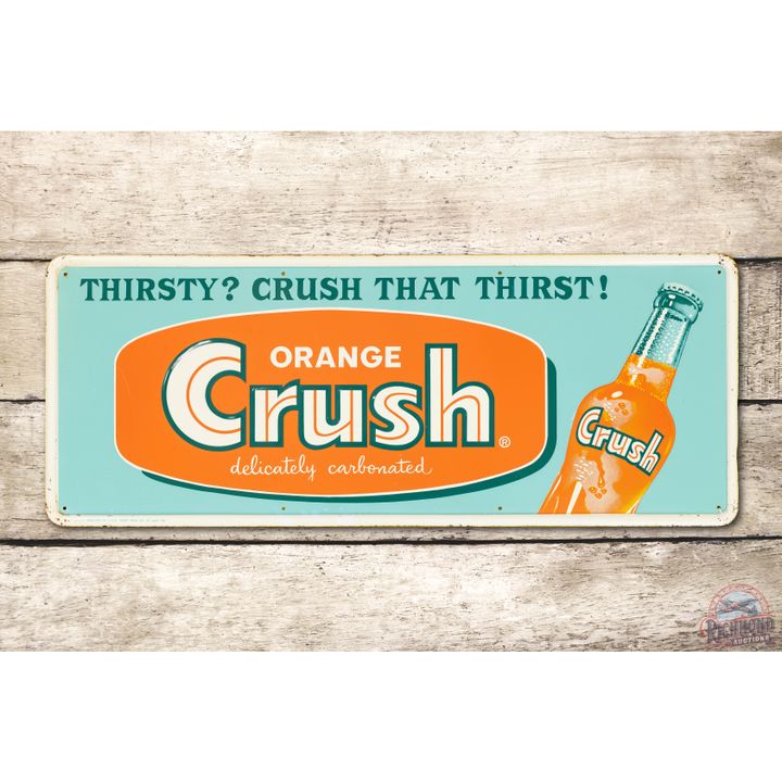 Orange Crush w/ Bottle Embossed Metal Sign TAC 9