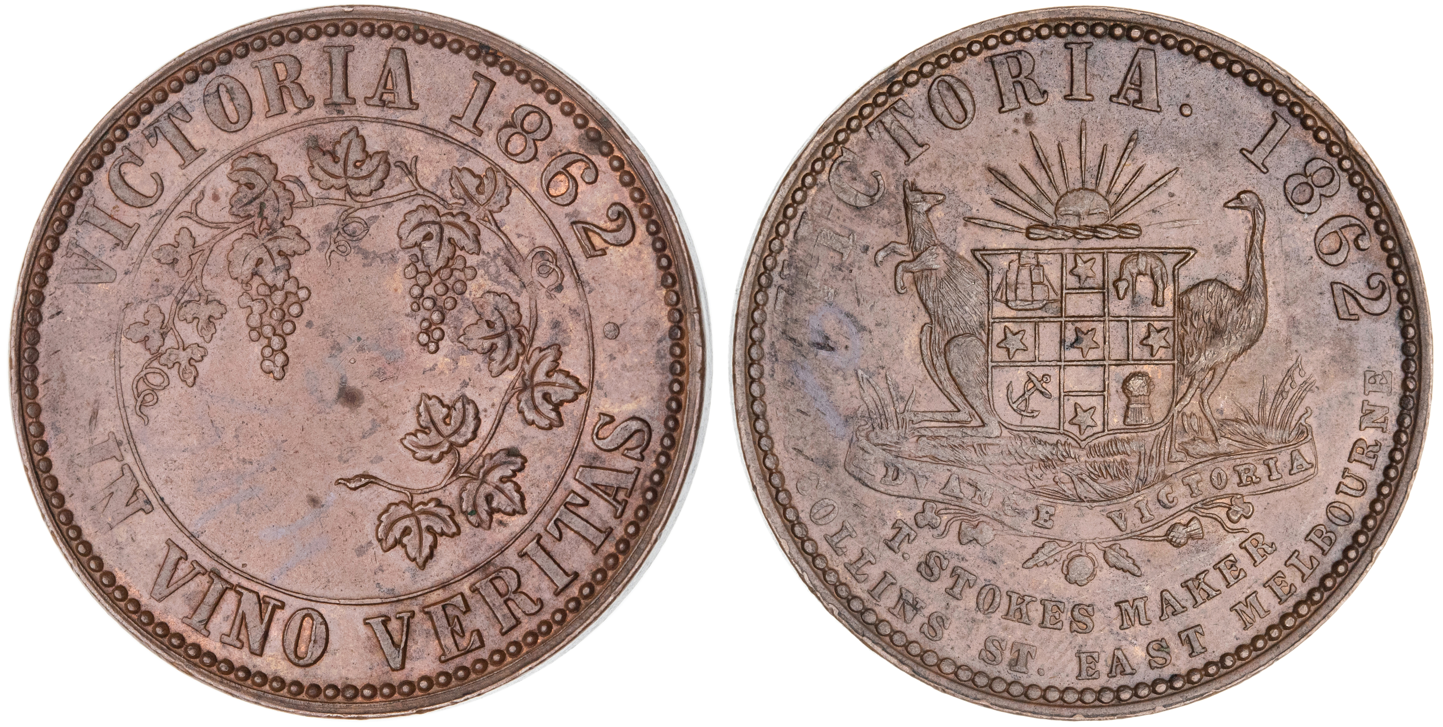 Melbourne, Victoria, Thomas Stokes, Penny, 1862, aUNC