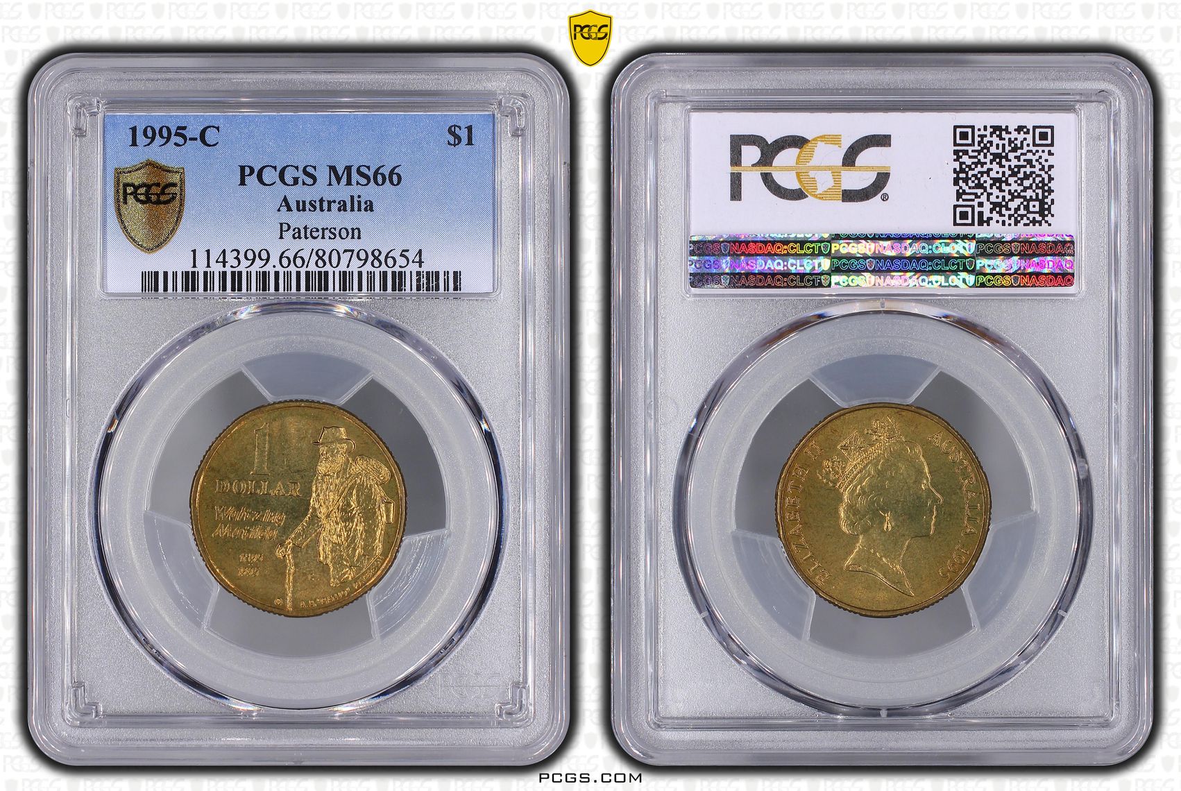 Elizabeth II, Paterson, One Dollar, 1995-C, PCGS MS66