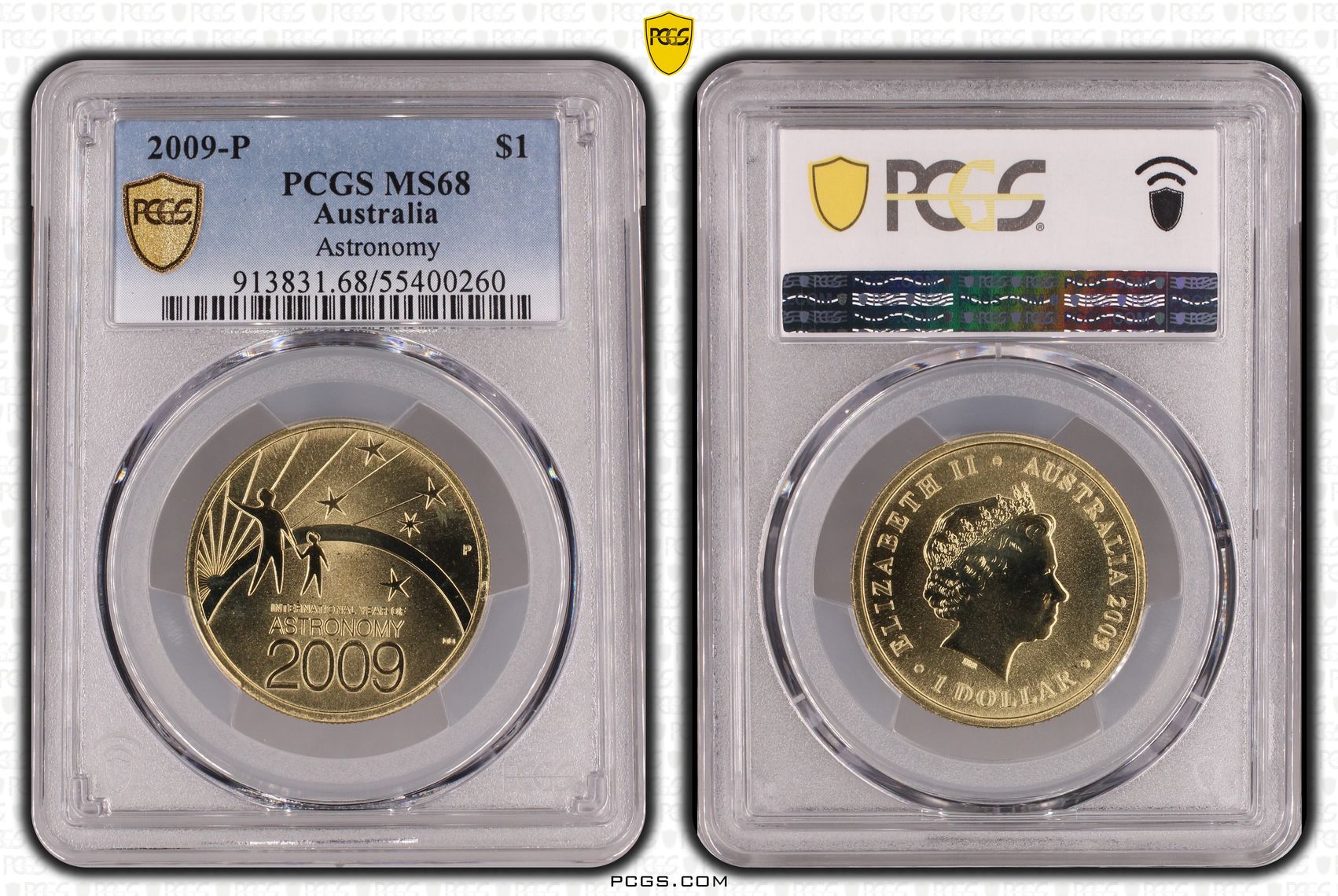 Astronomy, One Dollar, 2009-P, PCGS MS68
