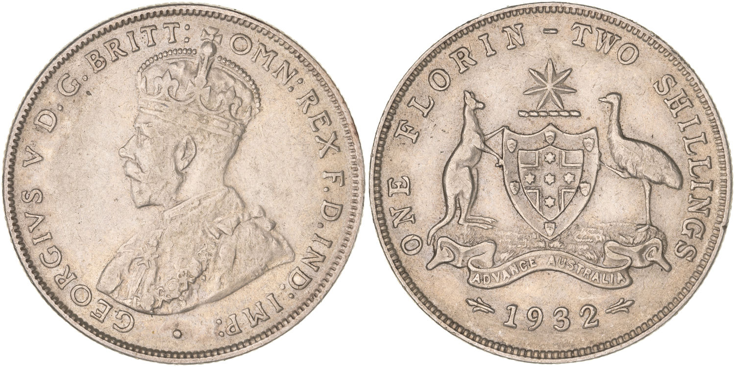 George V, Florin, 1932, Fine