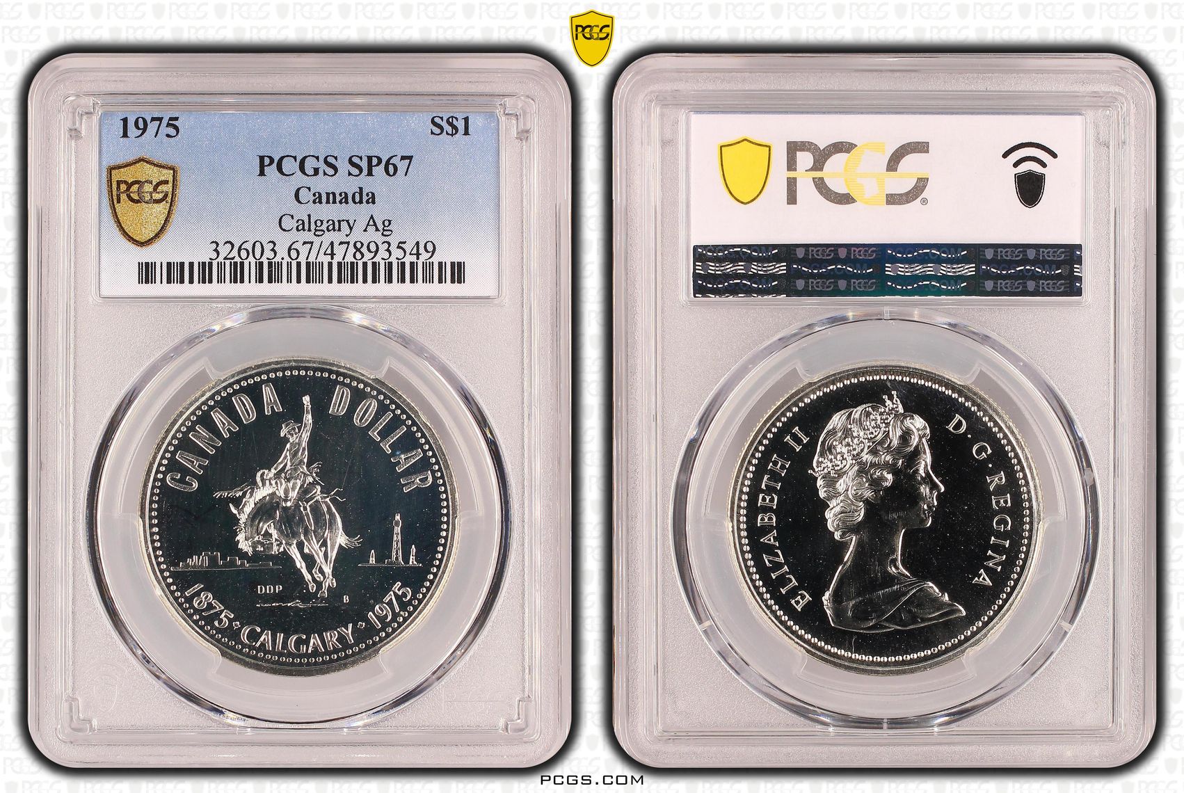 Canada, Calgary Ag, One Dollar, 1975, PCGS SP67