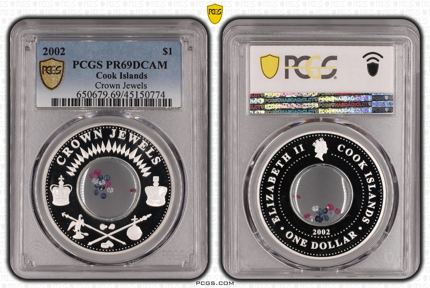 2002 Cook Islands One Dollar, $1 Proof Crown Jewels PCGS - PR69DCAM POP 3/0 -774