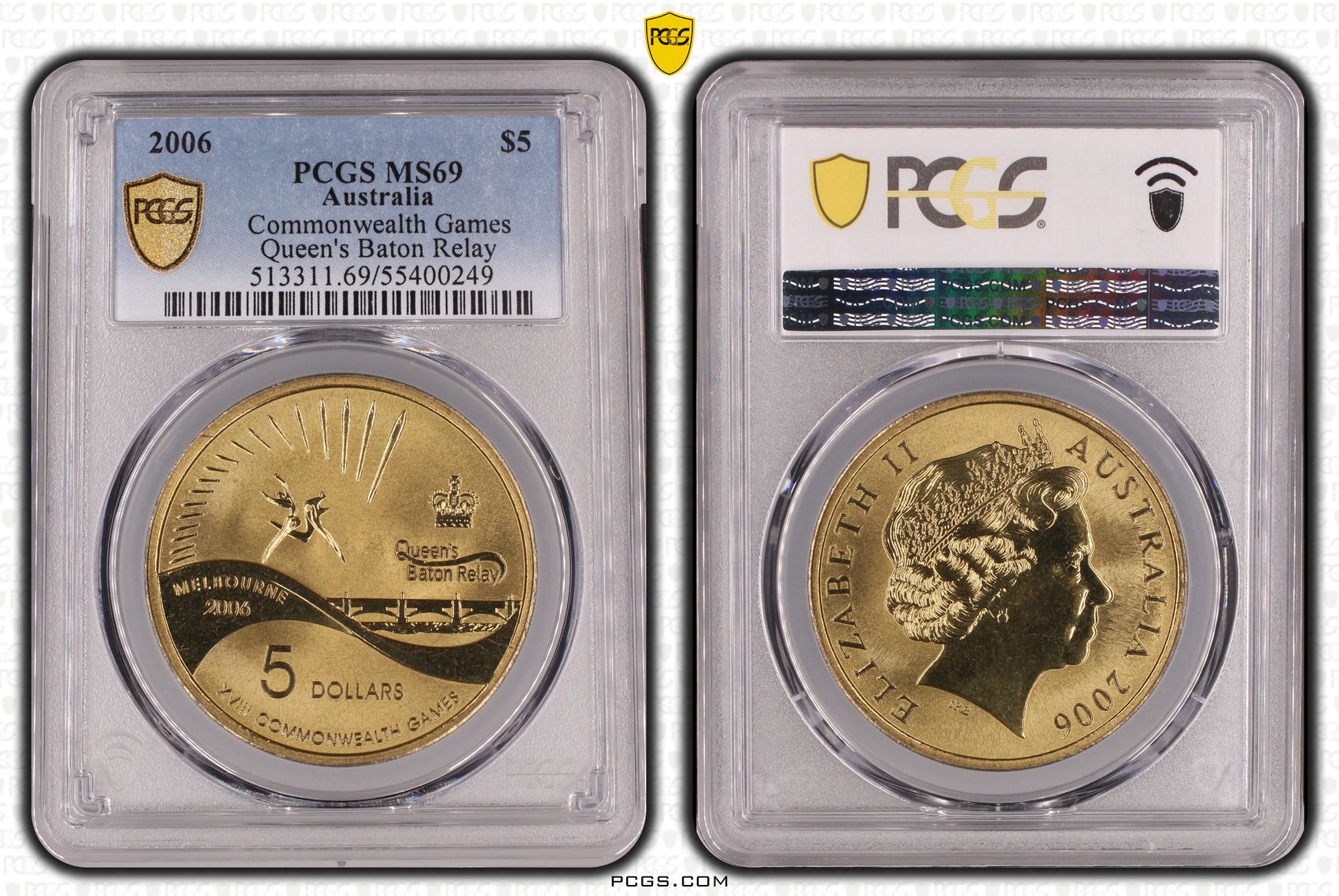 Commonwealth Games - Queen's Baton Relay, POP 15/0, Five Dollar, 2006, PCGS MS69
