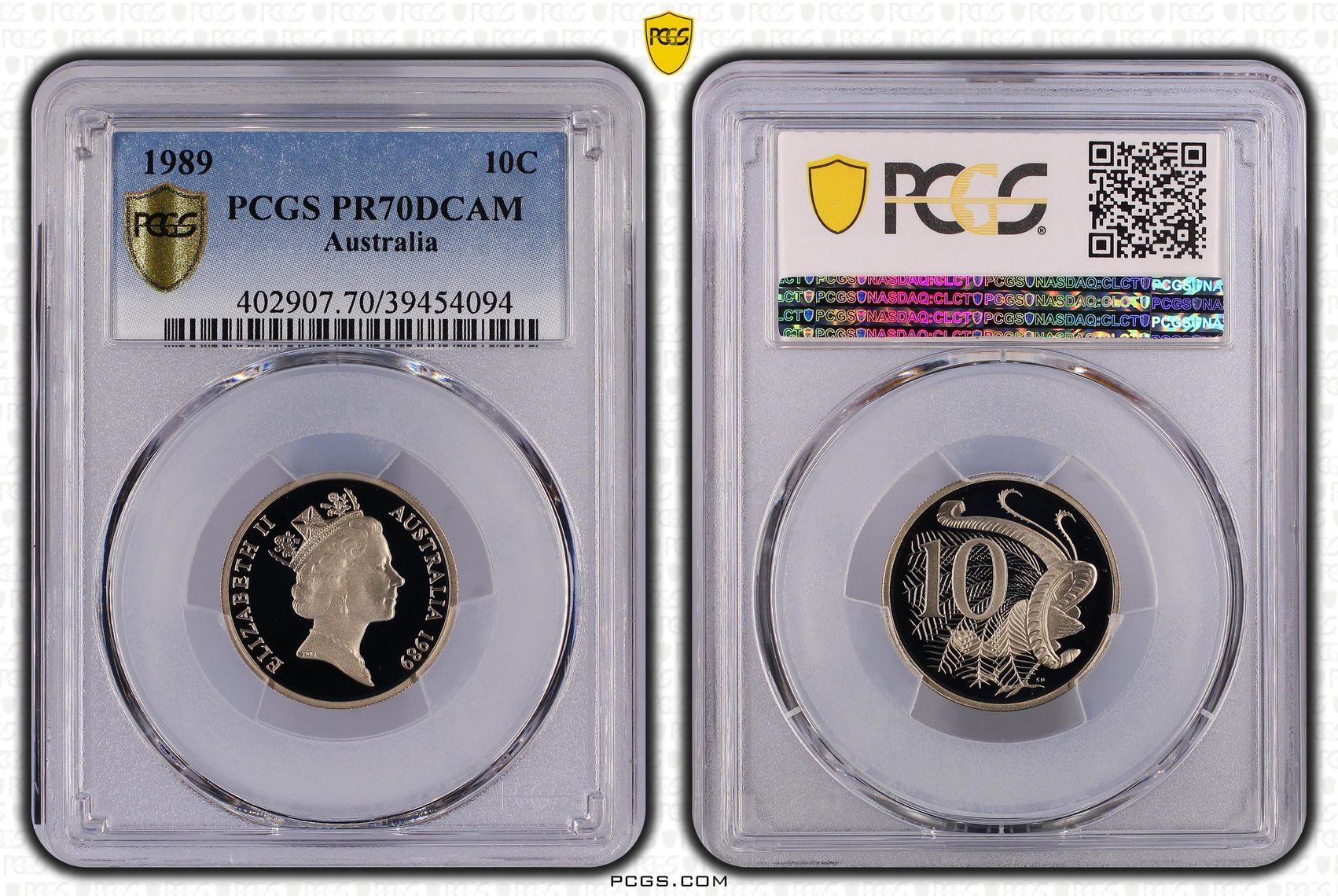124 · 1989 Australia Ten Cent, 10c PCGS - PR70DCAM POP 22/0 -094